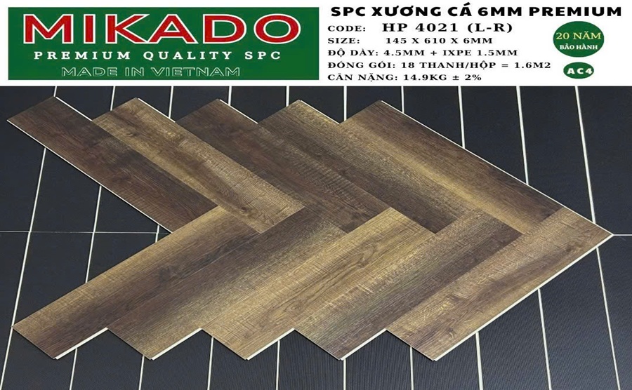 Sàn nhựa xương cá Mikado 6mm HP 4021